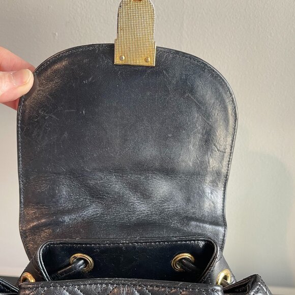 MCM Munchen Vintage Quilted Leather Mini Backpack w/ Gold Stud Accents - Picture 7 of 14